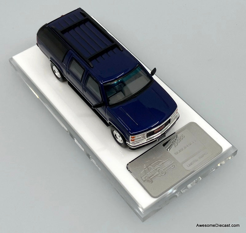 GMC Suburban GMT400 SUV, Metallic Blue 1:64 Diecast Model Car by Bliss