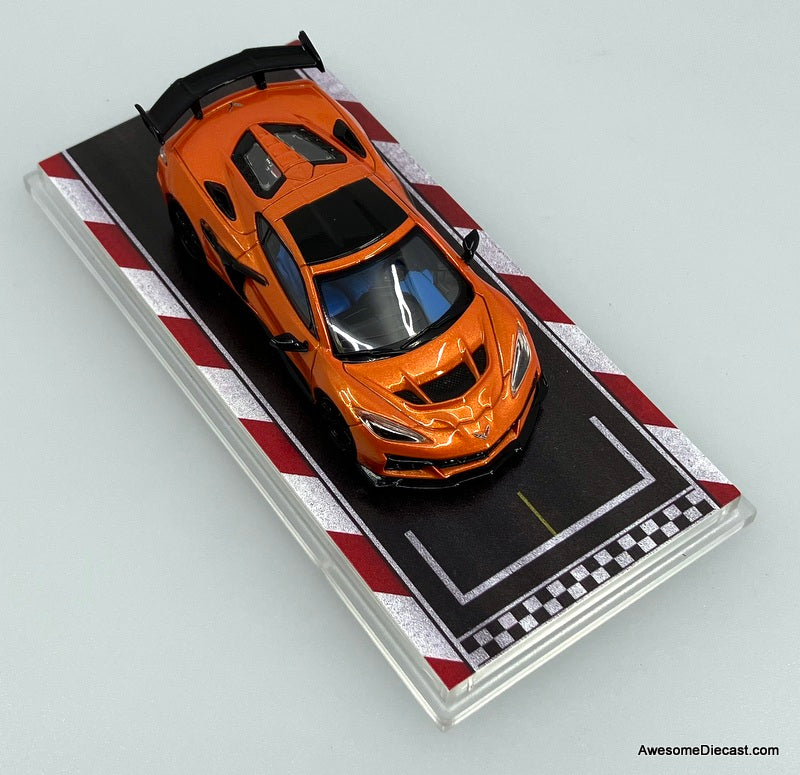 Chevrolet Corvette C8 ZR1, Flame Orange 1:64 Diecast Model Car by Fine Works64