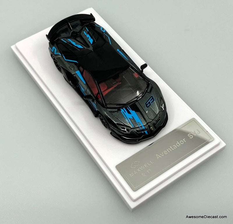 Lamborghini Aventador SVJ 63, Blue/Gray 1:64 Diecast Model Car by Maxwell