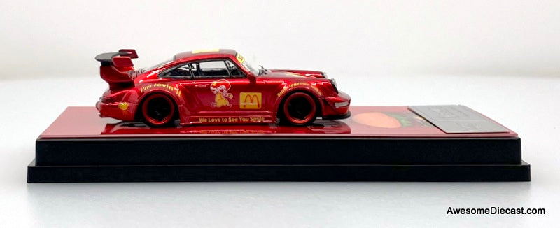 Porsche 964 RWB, Metallic Red McDonalds 1:64 Diecast Model Car by Decode