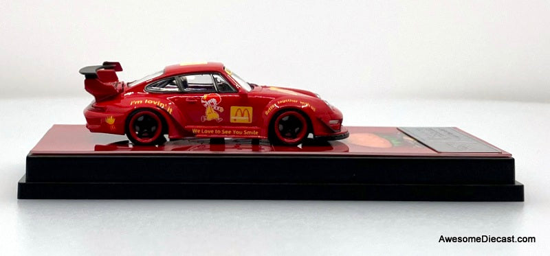 Porsche 993 RWB, Red McDonalds 1:64 Diecast Model Car by Decode