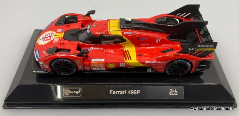 2023 Ferrari 499P #51 24 Hours Le Mans Red 1:43 Diecast Model Car by Burago