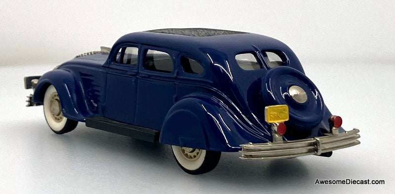 1934 Chrysler Airflow 4 Door Sedan, Blue 1:43 White Metal Model Car by Brooklin Models