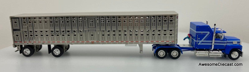 Ford LTL-9000 Aerodyne Sleeper w/Wilson PSAL Stockmaster Spread-Axle Livestock Trailer 1:64 Diecast Model Truck DCP by First Gear