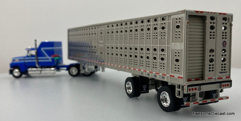 Ford LTL-9000 Aerodyne Sleeper w/Wilson PSAL Stockmaster Spread-Axle Livestock Trailer 1:64 Diecast Model Truck DCP by First Gear