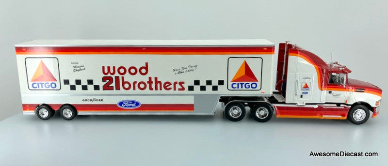 Altaya 1:43 1990 Ford Aeromax Sleeper w/53' Trailer: Wood Brothers Racing