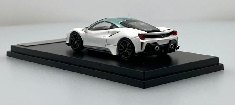Ferrari 488 Pista, White/Green 1:64 Diecast Model Car by Ichiban Model