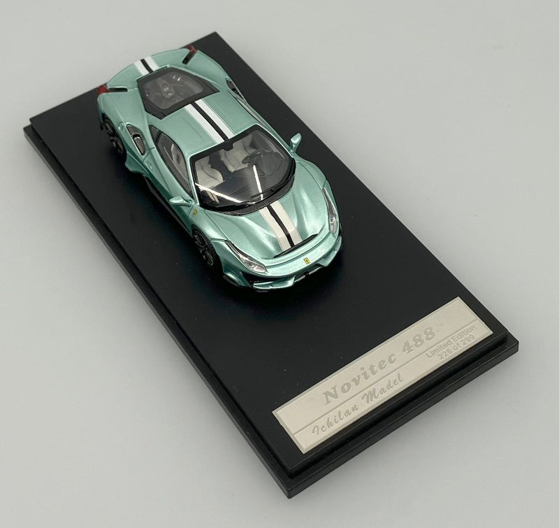 Ferrari 488 Pista, Metallic Green 1:64 Diecast Model Car by Ichiban Model