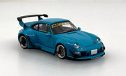 Porsche 993 RWB, Miami Blue 1:64 Diecast Model Car by Model M