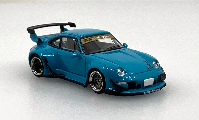 Porsche 993 RWB, Miami Blue 1:64 Diecast Model Car by Model M