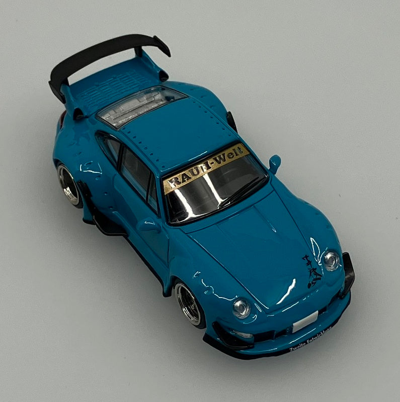 Porsche 993 RWB, Miami Blue 1:64 Diecast Model Car by Model M