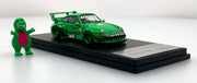 Porsche 993 RWB, Green "Rexi" w/Dinosaur Figure 1:64 Diecast Model Car by My Model Collect