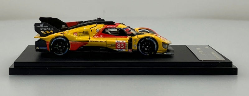 Ferrari 499P Endurance Racing Hypercar, #83, Yellow 24 Hrs Le Mans 1:64 Diecast Model Car by HKM