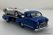 1955 Mercedes-Benz Race Car Transporter "Blue Wonder" w/Mercedes 300 SLR 1:64 Diecast Model Vehicle by Norev