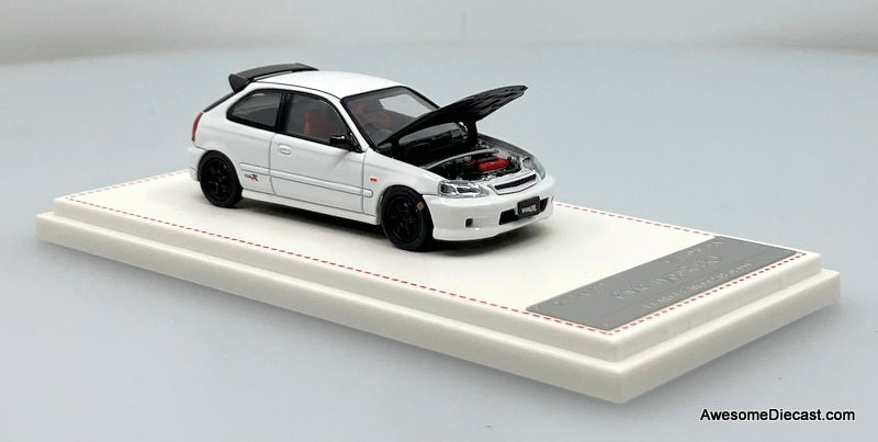 Honda Civic Type R EK9, White/Carbon Fiber 1:64 Diecast Model Car by Model 1