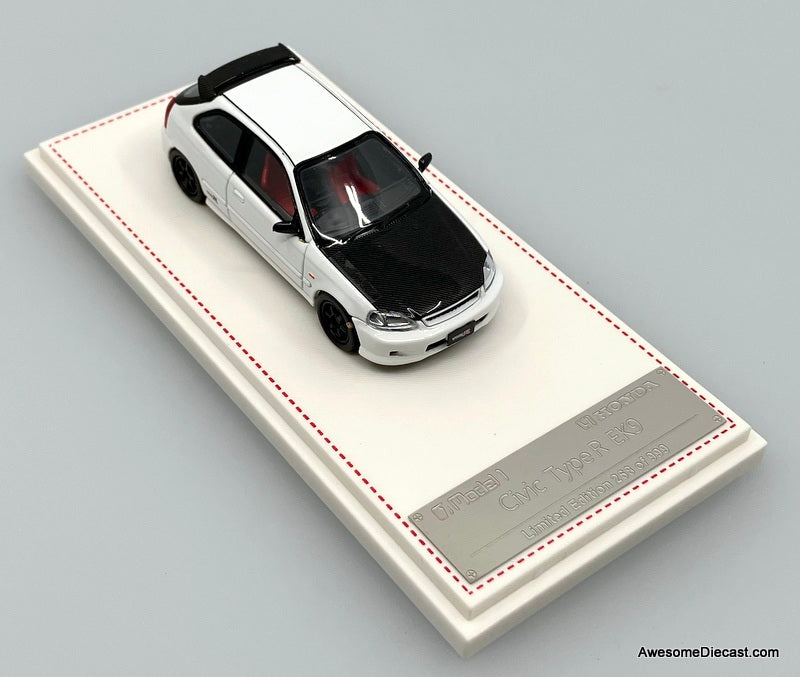 Honda Civic Type R EK9, White/Carbon Fiber 1:64 Diecast Model Car by Model 1