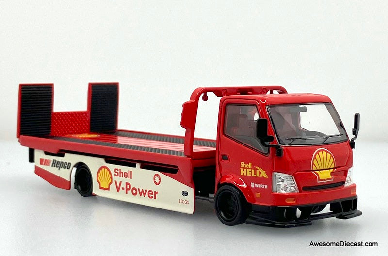 Hino H300 Flatbed Car Transporter: Shell Livery 1:64 Diecast Model Truck by Cool Car