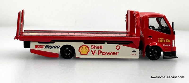 Hino H300 Flatbed Car Transporter: Shell Livery 1:64 Diecast Model Truck by Cool Car