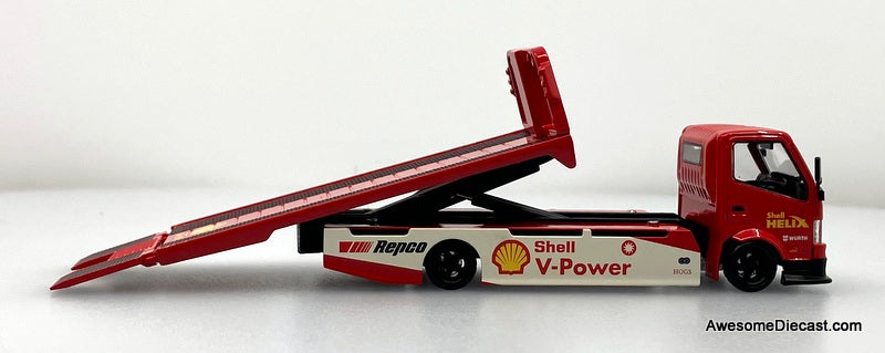 Hino H300 Flatbed Car Transporter: Shell Livery 1:64 Diecast Model Truck by Cool Car