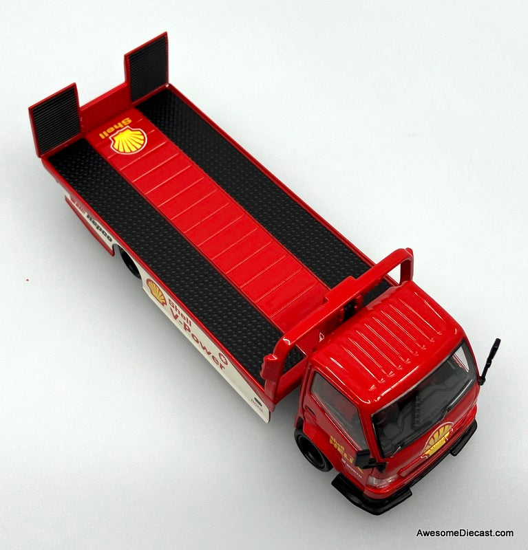 Hino H300 Flatbed Car Transporter: Shell Livery 1:64 Diecast Model Truck by Cool Car