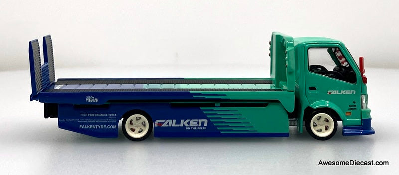 Hino H300 Flatbed Car Transporter: Falken Livery 1:64 Diecast Model Truck by Cool Car