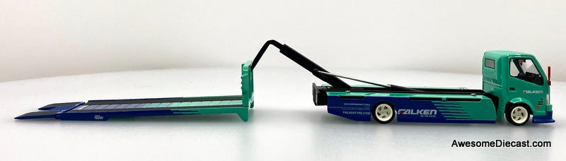 Hino H300 Flatbed Car Transporter: Falken Livery 1:64 Diecast Model Truck by Cool Car