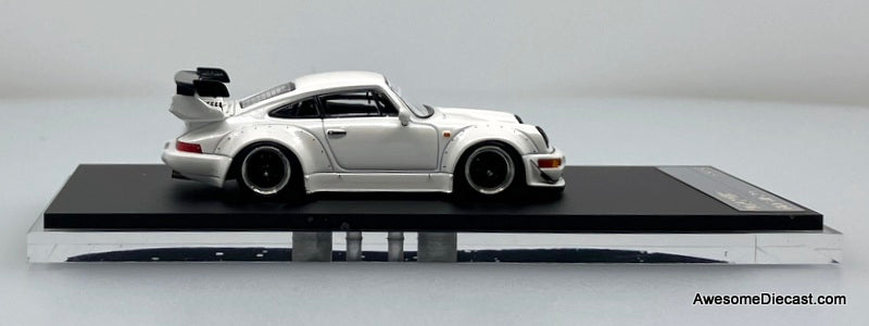 Porsche 964 RWB, Pearlescent White 1:64 Diecast Model Car by Time Micro