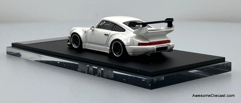 Porsche 964 RWB, Pearlescent White 1:64 Diecast Model Car by Time Micro