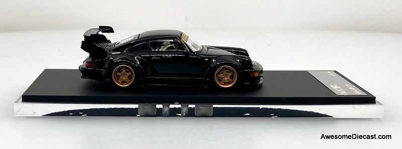 Porsche 964 RWB, Black 1:64 Diecast Model Car by Time Micro