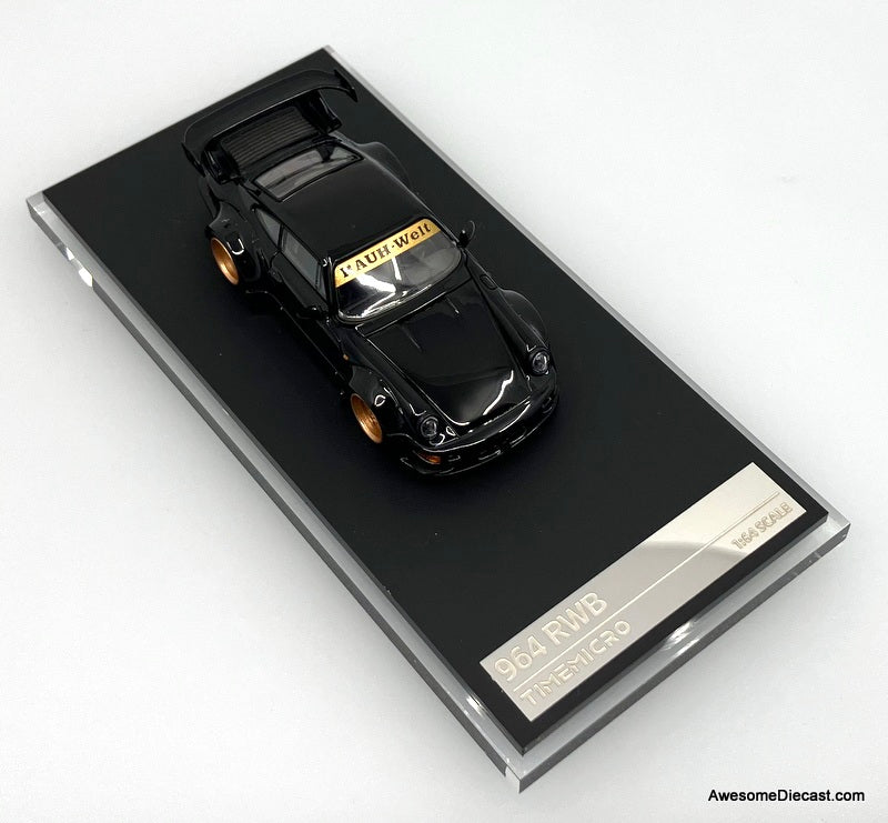 Porsche 964 RWB, Black 1:64 Diecast Model Car by Time Micro