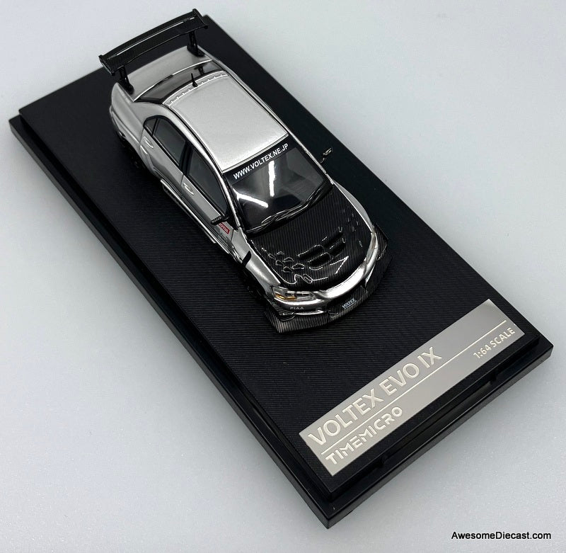 Mitsubishi Voltex Evo 9 Lancer Evolution, Silver 1:64 Diecast Model Car by Time Micro