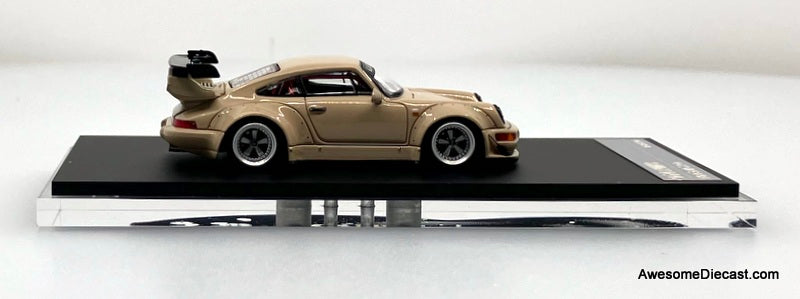 Porsche 964 RWB, Beige 1:64 Diecast Model Car by Time Micro