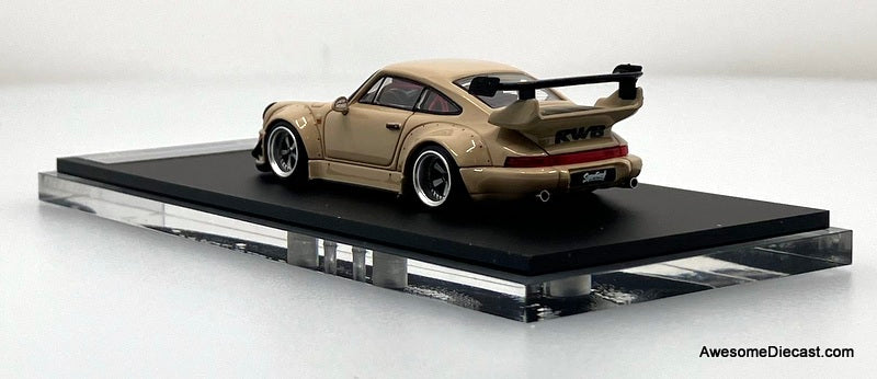 Porsche 964 RWB, Beige 1:64 Diecast Model Car by Time Micro