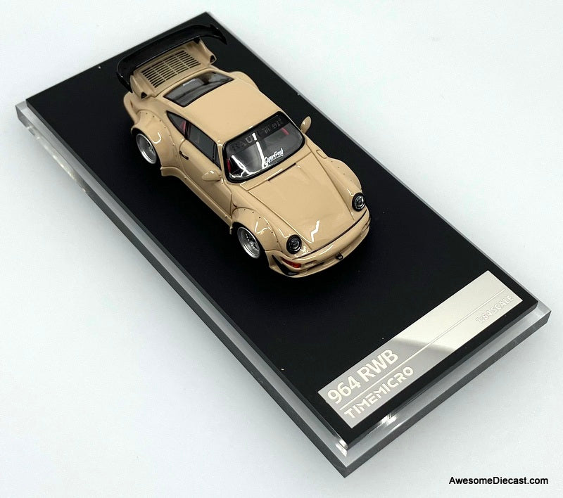 Porsche 964 RWB, Beige 1:64 Diecast Model Car by Time Micro