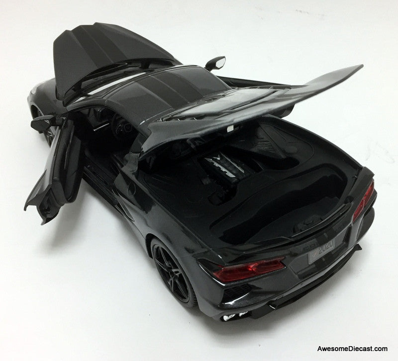 2020 Chevrolet Corvette C8, Metallic Gray 1:18 Diecast Model Car by Maisto