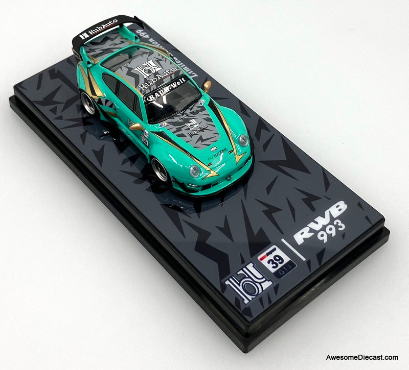 Porsche 993 RWB Zanthoxylum Livery, Teal Green 1:64 Diecast Model Car by MotoKit