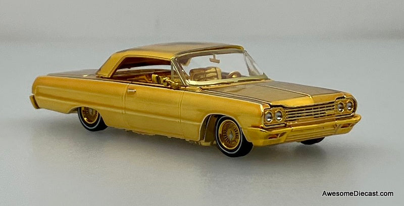 Chevrolet Impala West Coast Lowrider, Chrome Gold 1:64 Diecast Model Car by Fine Works64