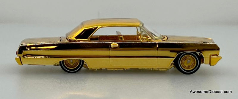 Chevrolet Impala West Coast Lowrider, Chrome Gold 1:64 Diecast Model Car by Fine Works64