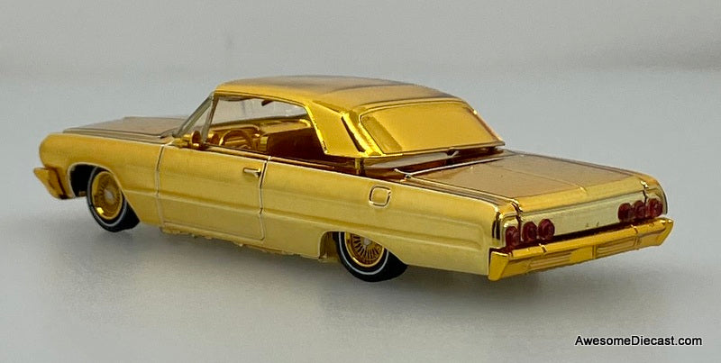 Chevrolet Impala West Coast Lowrider, Chrome Gold 1:64 Diecast Model Car by Fine Works64