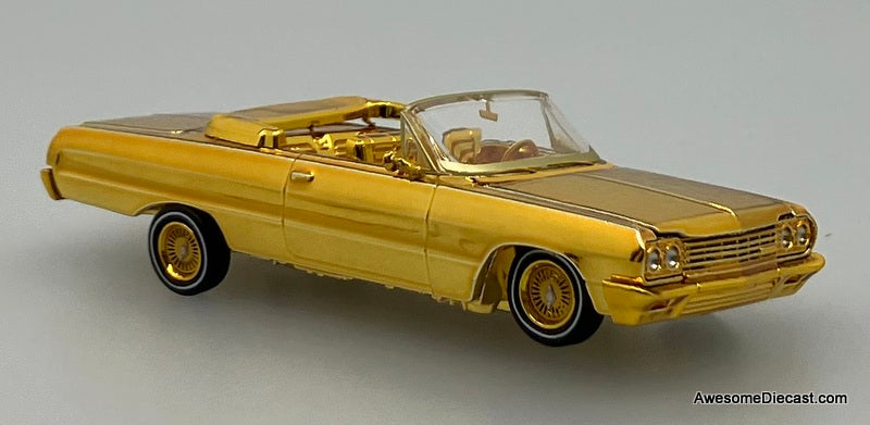 Chevrolet Impala West Coast Lowrider, Chrome Gold 1:64 Diecast Model Car by Fine Works64