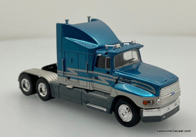 Ford Aeromax Sleeper Tractor, Metallic Blue 1:87 ABS Plastic Model by Brekina