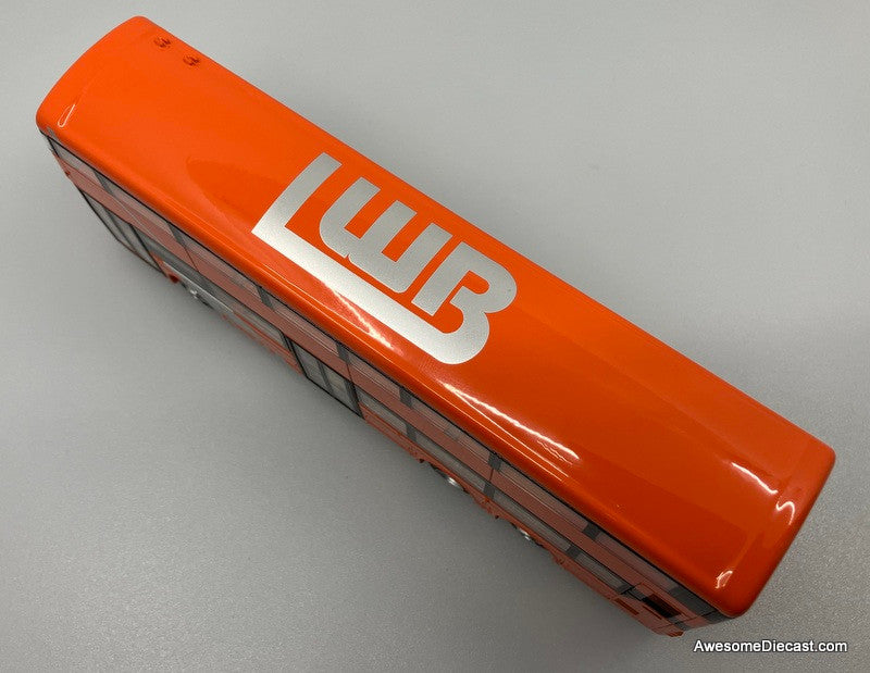 Volvo B8L Double Decker Bus, Orange: Route A38 Hong Kong Airport 1:64 Diecast Model Bus