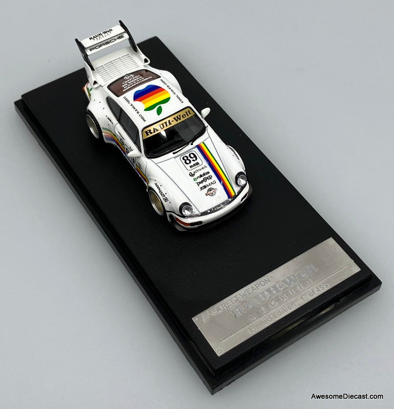 Porsche 964 RWB Wide Body, White: Apple Livery 1:64 Diecast Model Car by Street Weapon