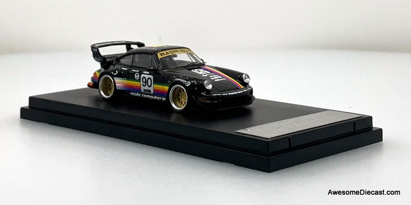 Porsche 964 RWB Wide Body, Black: Apple Livery 1:64 Diecast Model Car by Street Weapon