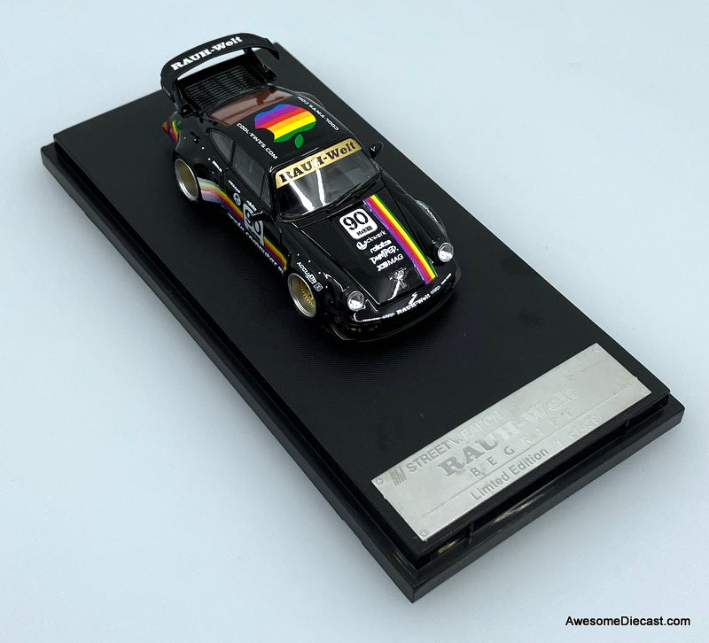 Porsche 964 RWB Wide Body, Black: Apple Livery 1:64 Diecast Model Car by Street Weapon