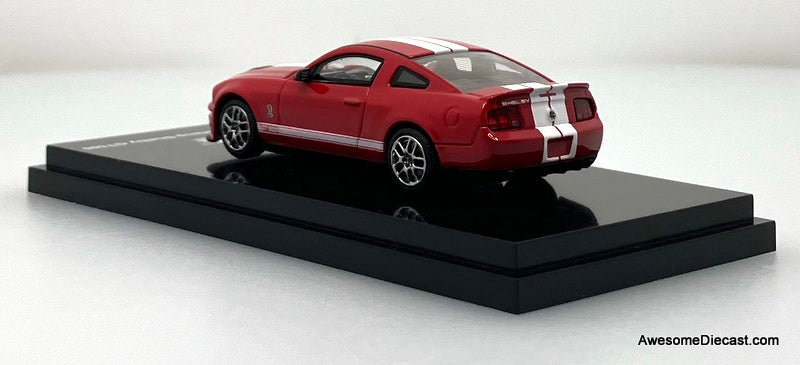 2007 Ford Mustang Shelby GT500 Super Snake, Torch Red/White Stripe 1:64 Diecast Model Car by MotorHelix/Greenlight
