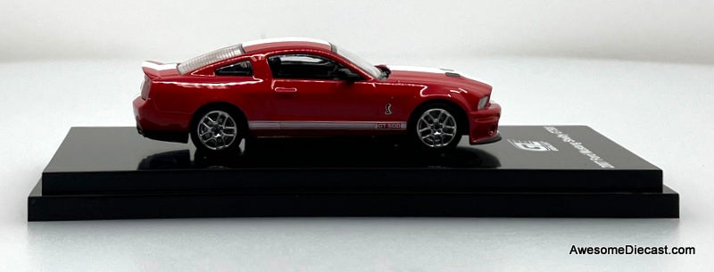 2007 Ford Mustang Shelby GT500 Super Snake, Torch Red/White Stripe 1:64 Diecast Model Car by MotorHelix/Greenlight