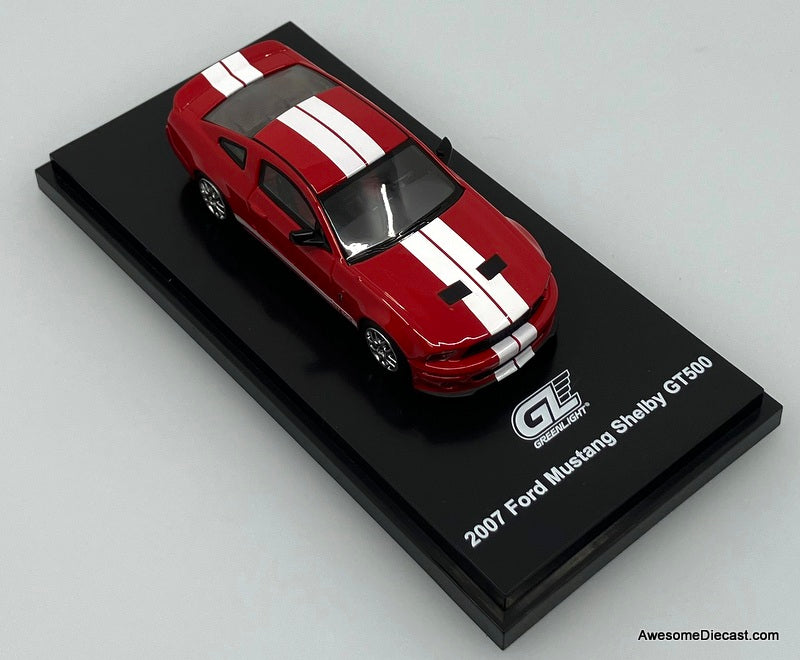 2007 Ford Mustang Shelby GT500 Super Snake, Torch Red/White Stripe 1:64 Diecast Model Car by MotorHelix/Greenlight