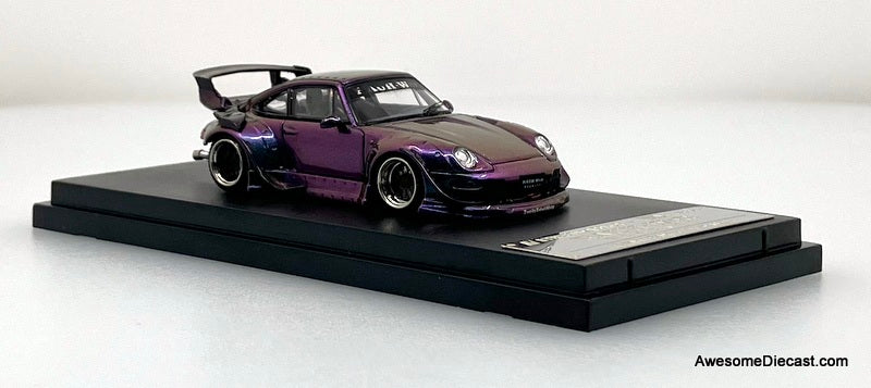 Porsche 993 RWB, Chameleon Green 1:64 Diecast Model Car by Street Warrior
