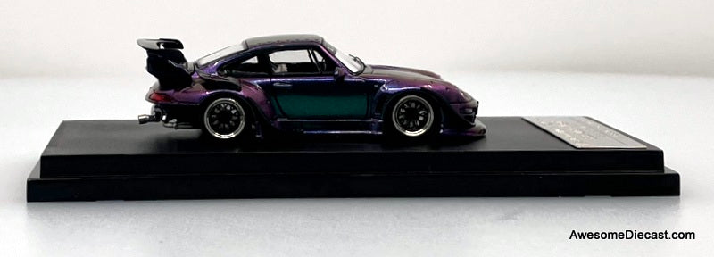 Porsche 993 RWB, Chameleon Green 1:64 Diecast Model Car by Street Warrior